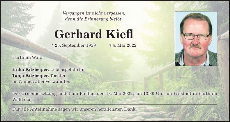 Traueranzeige Gerhard Kiefl