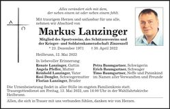 Traueranzeige Markus Lanzinger