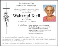 Traueranzeige Waltraud Kiefl