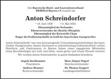 Traueranzeige Anton Schreindorfer