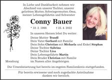 Traueranzeige Conny Bauer