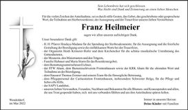 Traueranzeige Franz Heilmeier