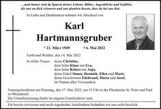 Traueranzeige Karl Hartmannsgruber