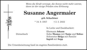 Traueranzeige Susanne Angermaier