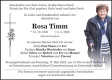 Traueranzeige Rosa Timm