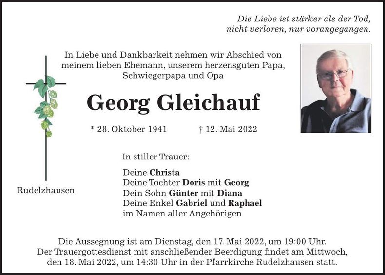 Traueranzeige Georg Gleichauf