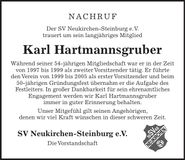 Traueranzeige Karl Hartmannsgruber