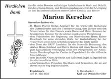 Traueranzeige Marion Kerscher