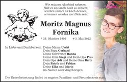 Traueranzeige Moritz Magnus Fornika
