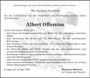 Traueranzeige Albert Offereins