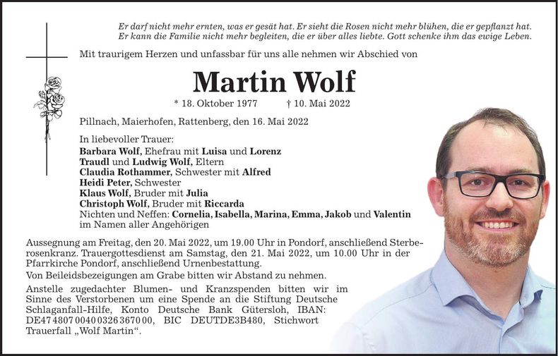 Traueranzeige Martin Wolf