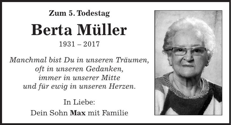 Traueranzeige Berta Müller