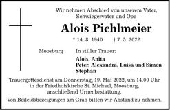 Traueranzeige Alois Pichlmeier