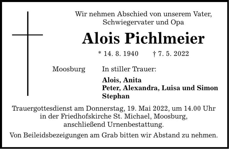 Traueranzeige Alois Pichlmeier