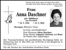 Traueranzeige Maria Rackl