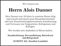 Traueranzeige Alois Danner