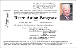 Traueranzeige Anton Pongratz