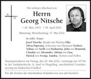 Traueranzeige Georg Nitsche