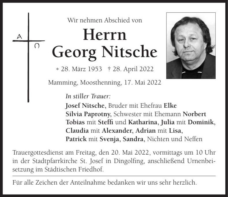 Traueranzeige Georg Nitsche