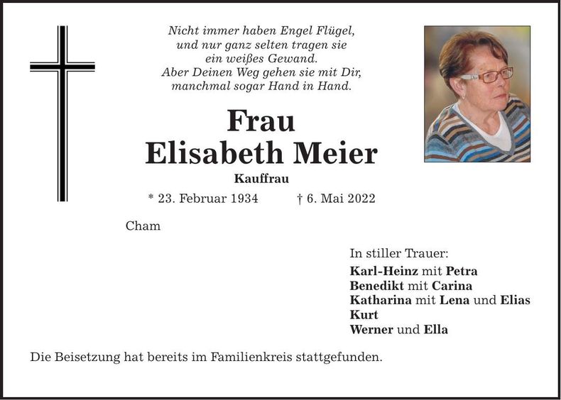 Traueranzeige Elisabeth Meier