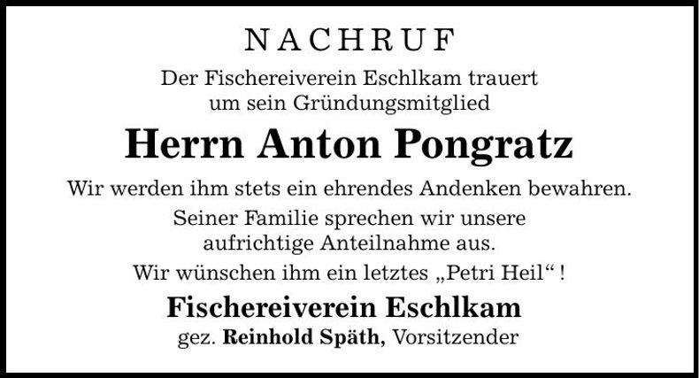 Traueranzeige Anton Pongratz