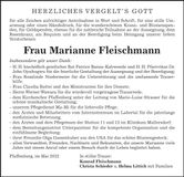 Traueranzeige Marianne Fleischmann