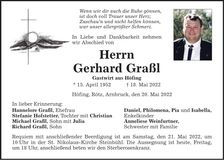 Traueranzeige Gerhard Graßl