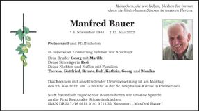 Traueranzeige Manfred Bauer