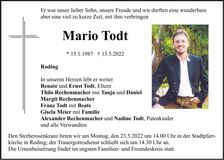 Traueranzeige Mario Todt
