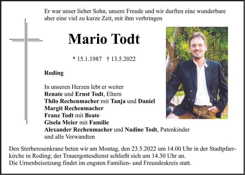 Traueranzeige Mario Todt