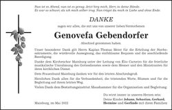 Traueranzeige Genovefa Gebendorfer