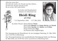 Traueranzeige Heidi Ring