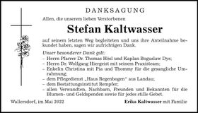 Traueranzeige Stefan Kaltwasser