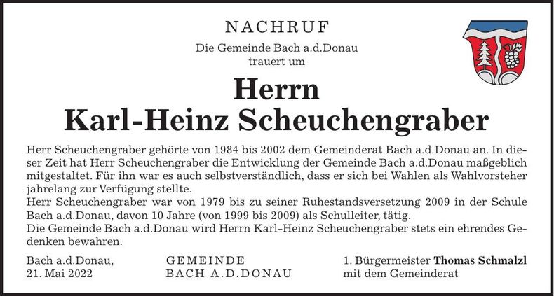 Traueranzeige Karl-Heinz Scheuchengraber
