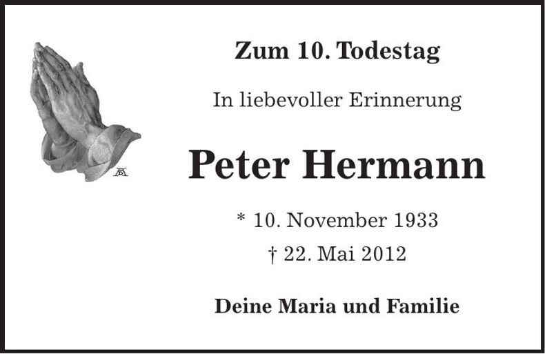 Traueranzeige Peter Hermann