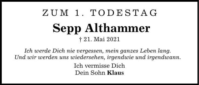 Traueranzeige Sepp Althammer