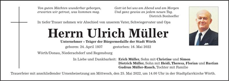 Traueranzeige Ulrich Müller