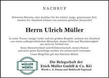 Traueranzeige Ulrich Müller