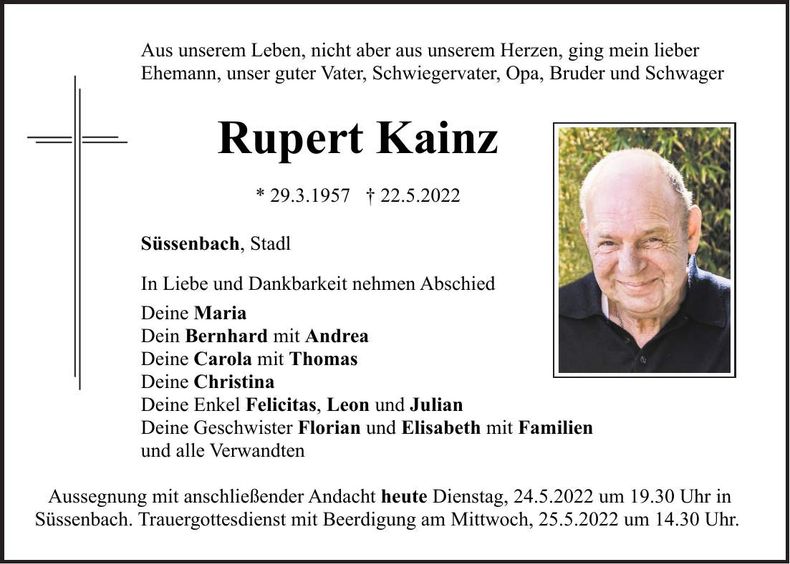 Traueranzeige Rupert Kainz