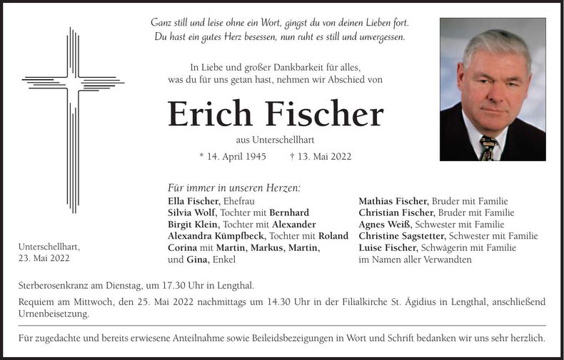 Traueranzeige Erich Fischer