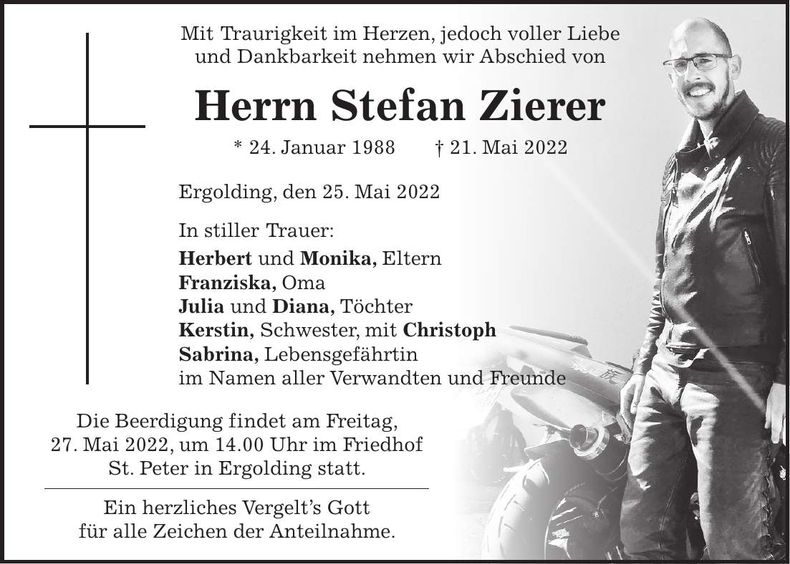 Traueranzeige Stefan Zierer