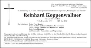 Traueranzeige Reinhard Koppenwallner