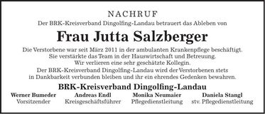 Traueranzeige Jutta Salzberger