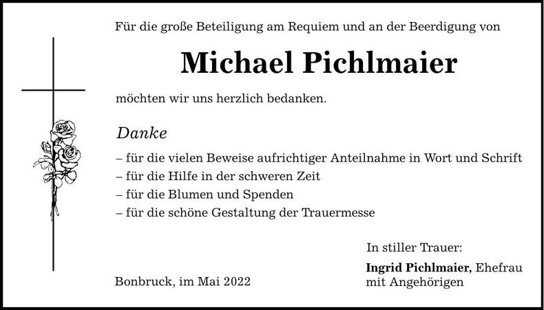 Traueranzeige Michael Pichlmaier