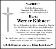 Traueranzeige Werner Kühnert