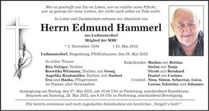 Traueranzeige Edmund Hammerl