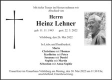 Traueranzeige Heinz Lehner