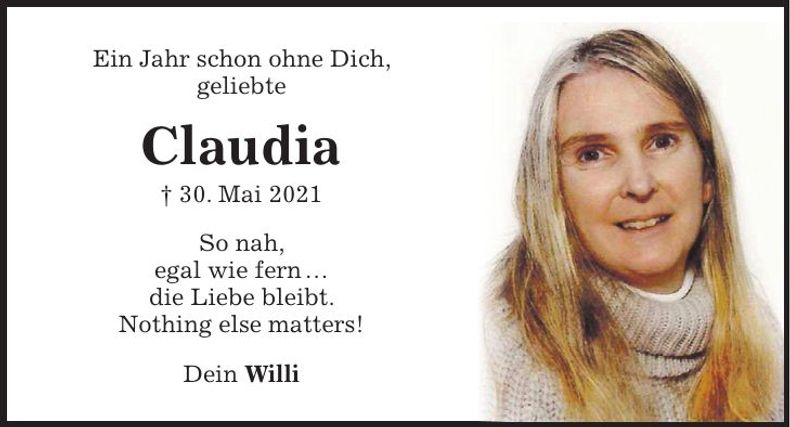 Traueranzeige Claudia 