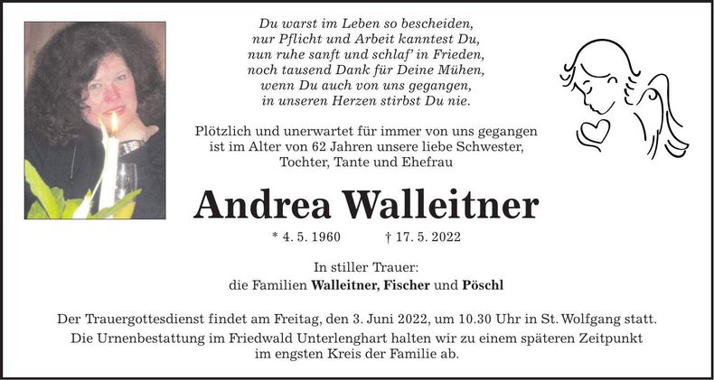 Traueranzeige Andrea Walleitner