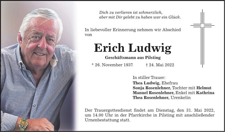 Traueranzeige Ludwig Erich